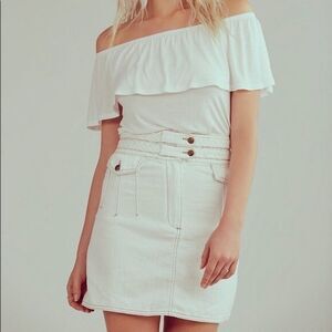 Free People Braided Baby Mini Skirt in White